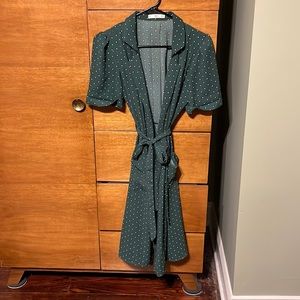 Mango Green Polkadot Wrap Dress